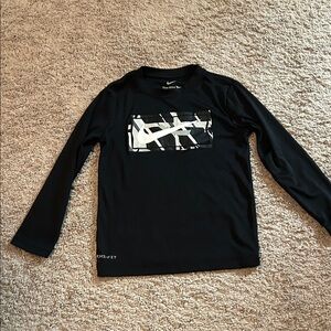 Nike Boys Black Long Sleeve Tee with White Graphic